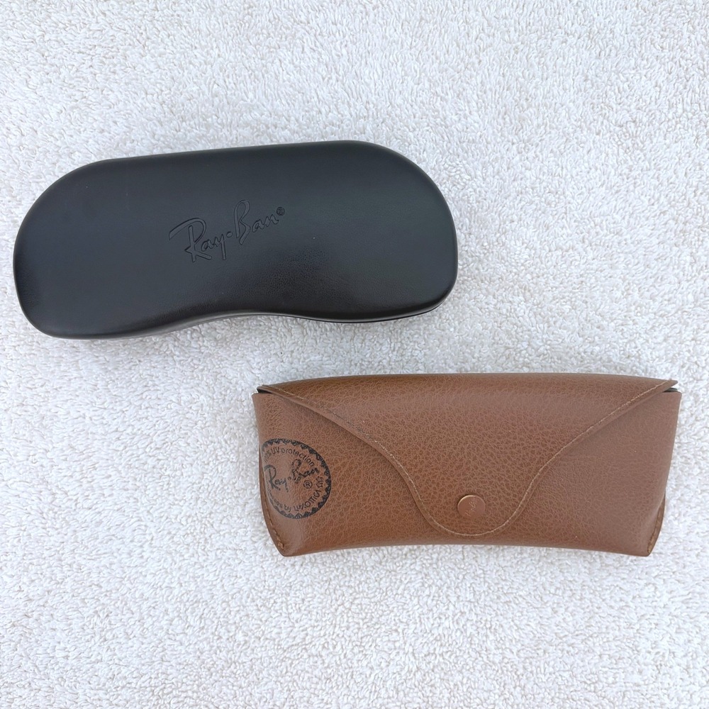 RayBan Sunglasses Case Bundle Black Hard Shell/Tan Snap Soft Case Set CASES ONLY